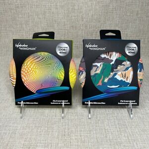 Set of 2 Waboba Wingman Silicone Foldable Disc Fly it Anywhere! Fly over 130 ft